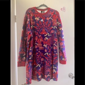 Adidas Women CNY ALLOVER Chinese New Year print sweatshirt dress